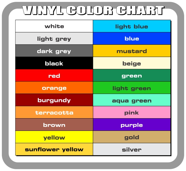 Vinyl Color Chart
